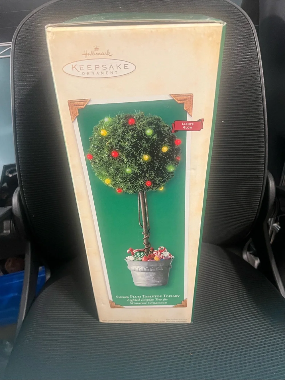 New in Box Hallmark Sugar Plum Tabletop LED Lighted Topiary Tree with Candy Base